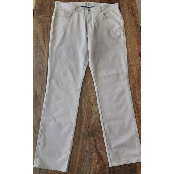 Peter Millar Pants Mens 36x34 Light Gray EB66 Performance Five-Pocket Golf Tech - Picture 1 of 16